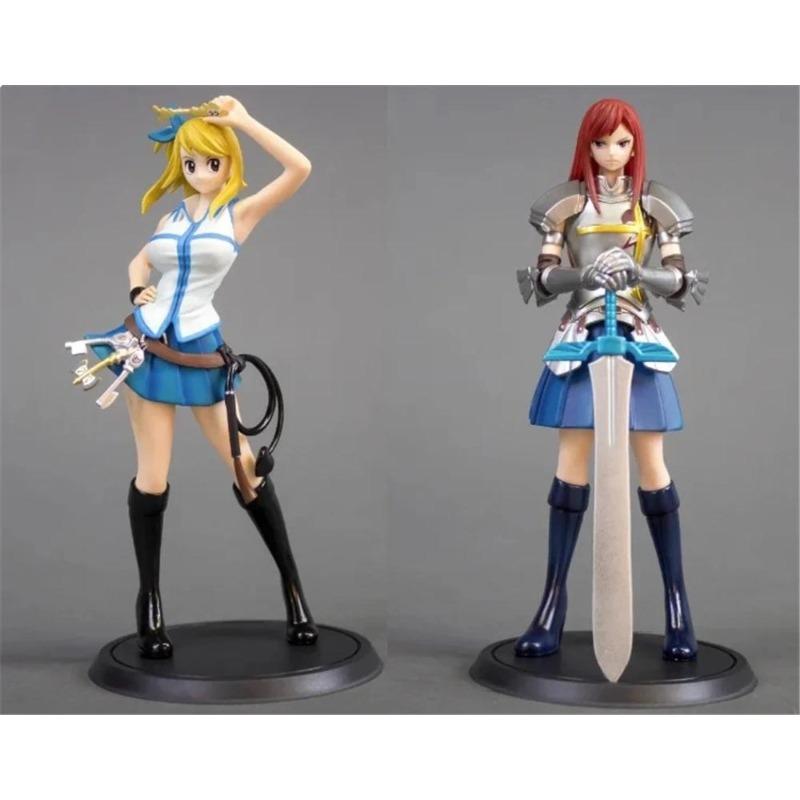 Anime Fairy Tail Lucy Heartfilia Gray Fullbuster Erza Scarlet Etherious Natsu Dragneel PVC Action Figures Statue Model Playthings Doll