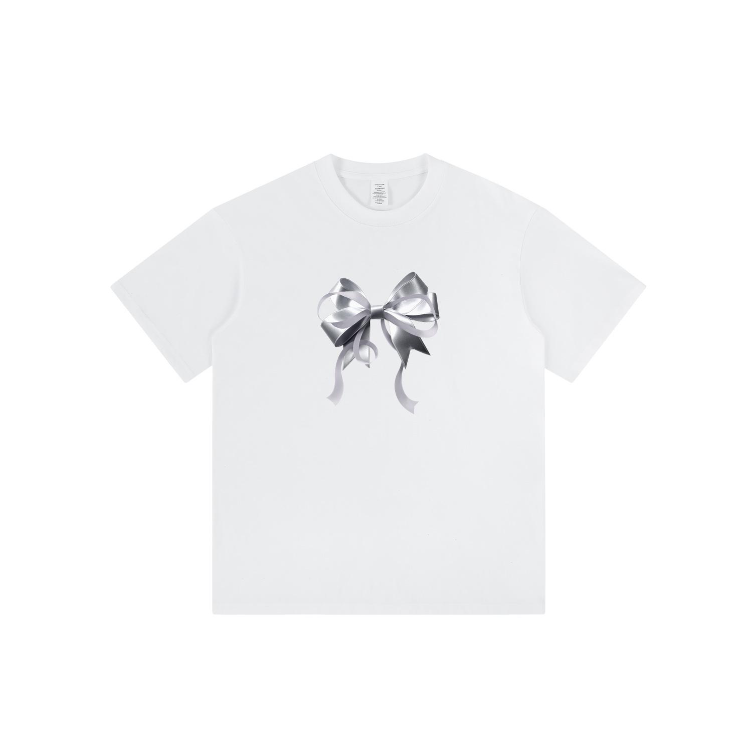 

Женская летняя повседневная футболка с круглым вырезом и принтом бантиков M