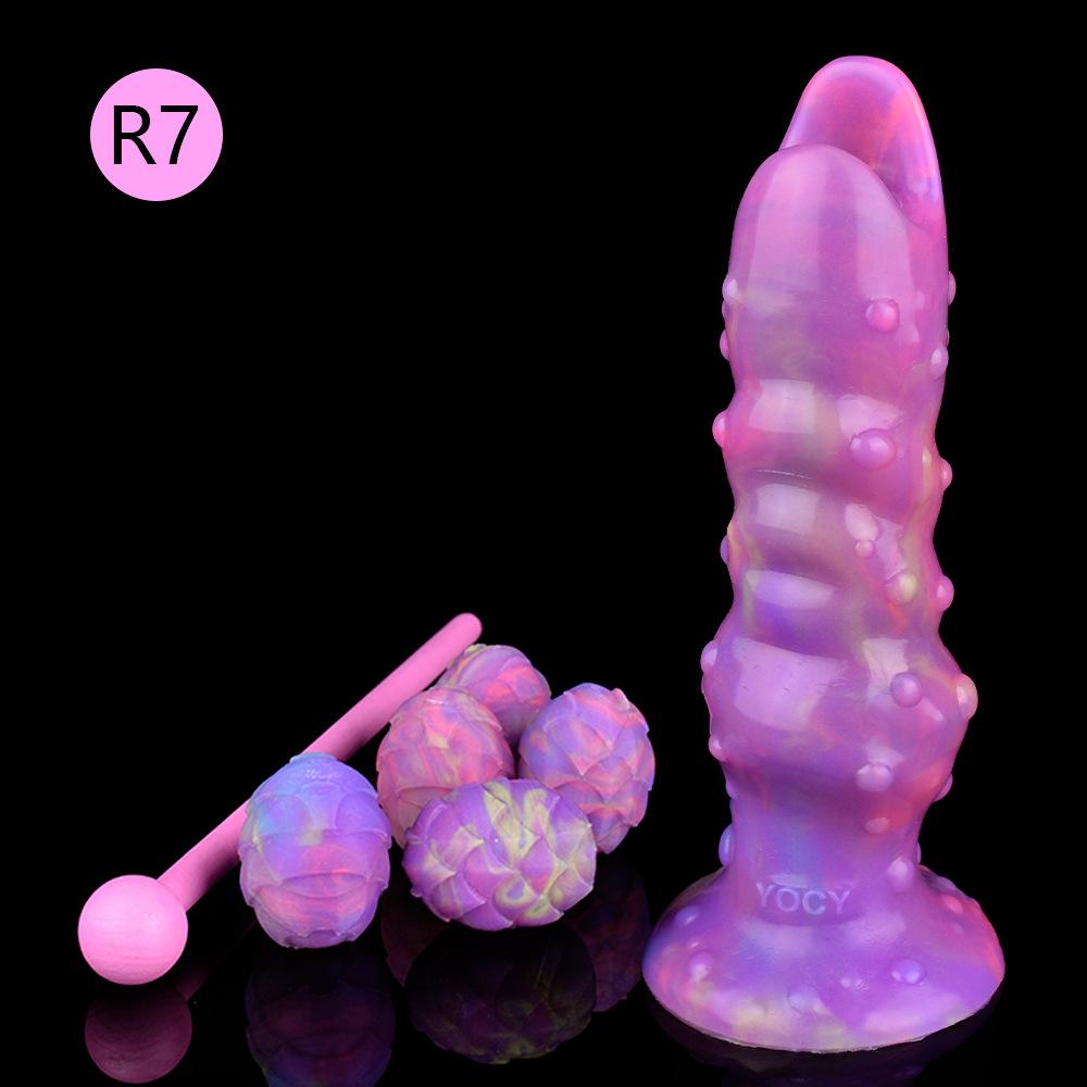 Silicone Anal Plug Luminous Ovipositor Lay Eggs Anal Dildo with Granular Surface Vagina Balls Adult Sex Toy for Woman Men
