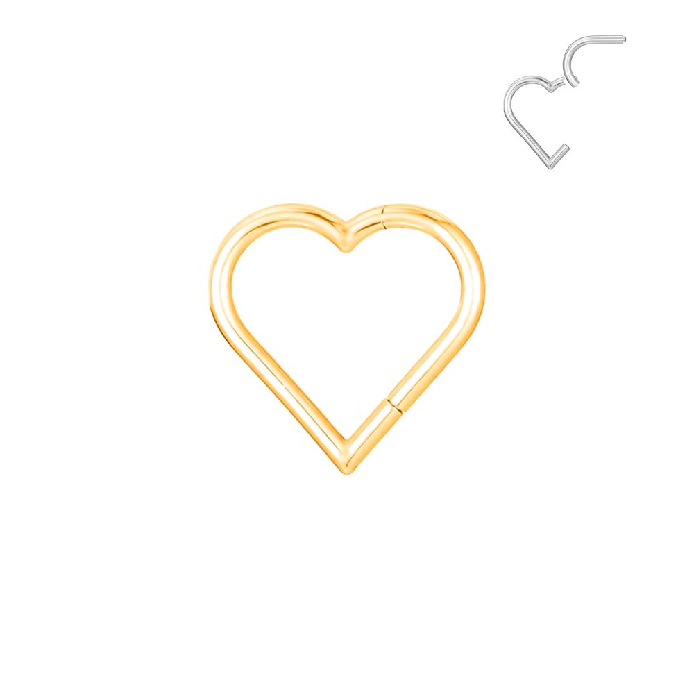 

ASTM F136 Titanium 16G Heart Hoops Fashion Nose PIERC Sexy Ear Tragus Daith Cartilage Rings Clicked Body Jewelry for Women Gifts 1.2x8mm золотой