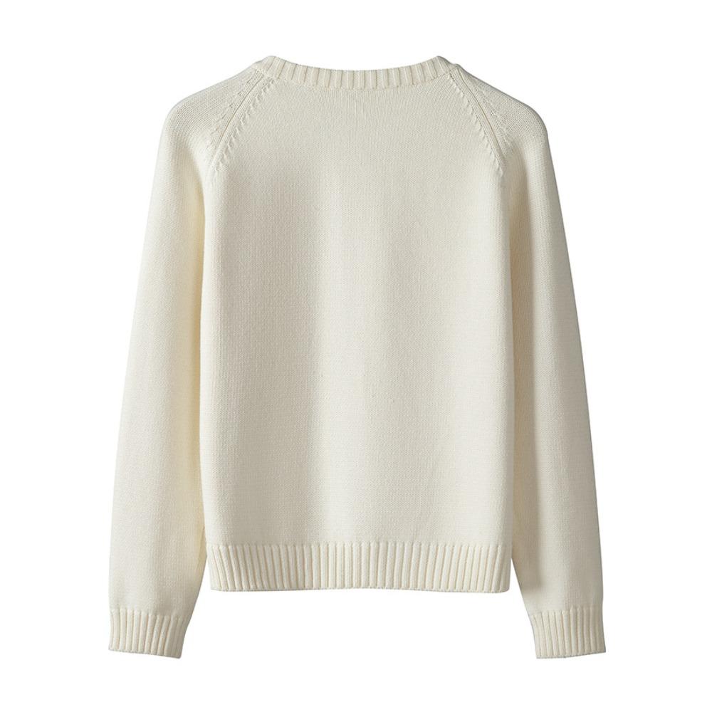 Women's Crew Neck Long Sleeve Knit Cardigan Regular Fit Casual Sweater for Autumn Spring
