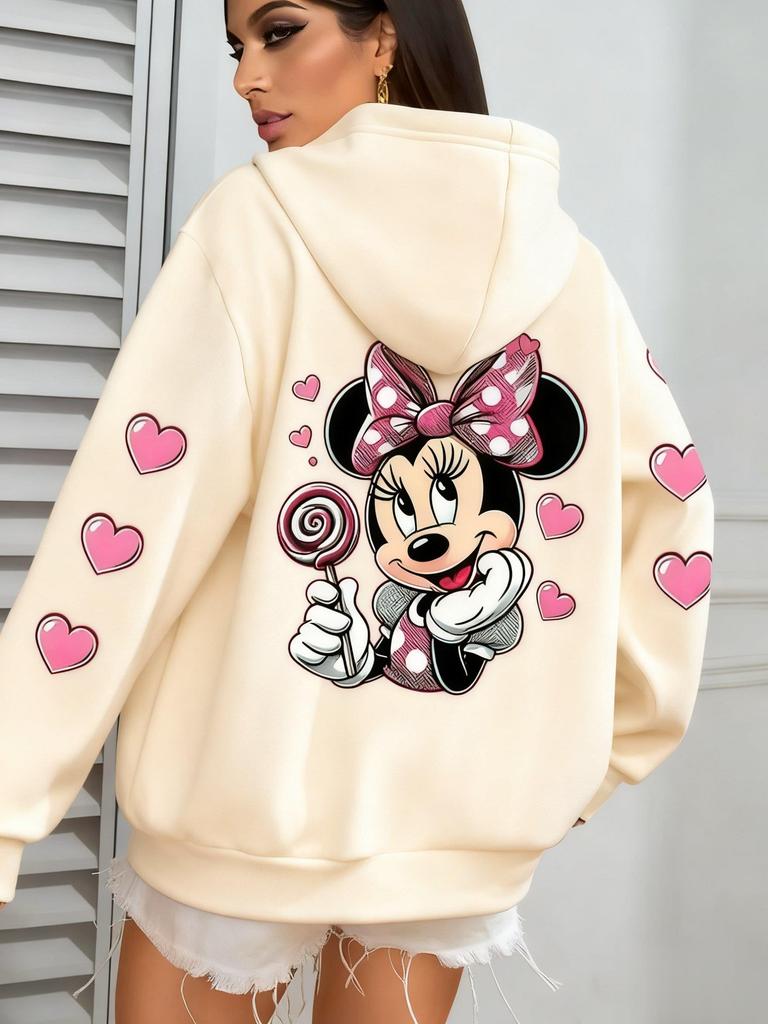 Vintage Disney Minnie Hoodie Women Men Oversized Casual Pullover Sweatshirt Streetwear Long-sleeved Tops Spring Autumn Fashion