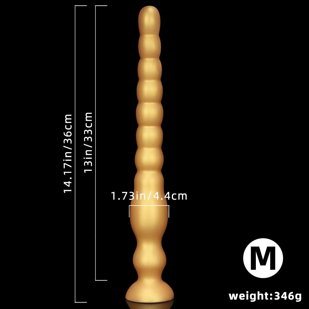 Golden Silicone Extra Long Bead Anal Plug  Extra Large  Thick and Soft  Female Anal Plug
