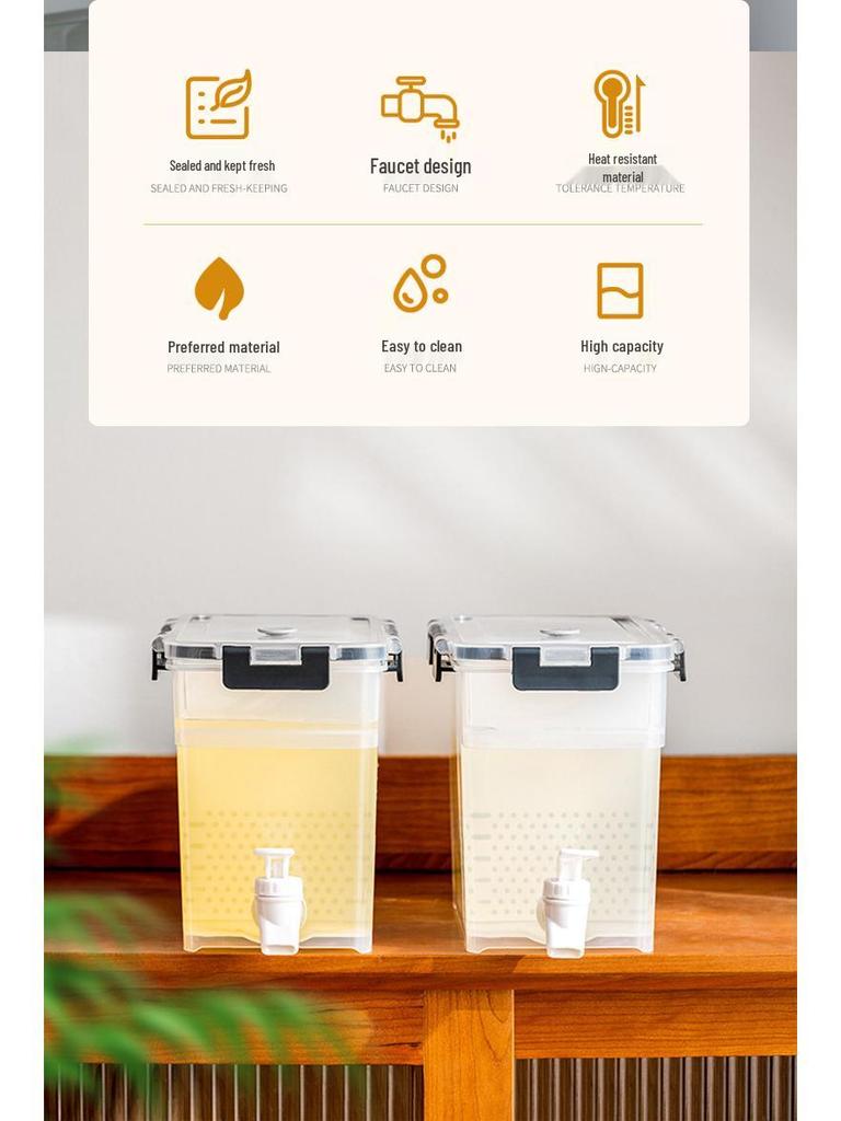 Chilled Water Pitcher with Tap: Fridge-Compatible, Sealed & Thickened for Summer, Large Capacity for Fruit Tea