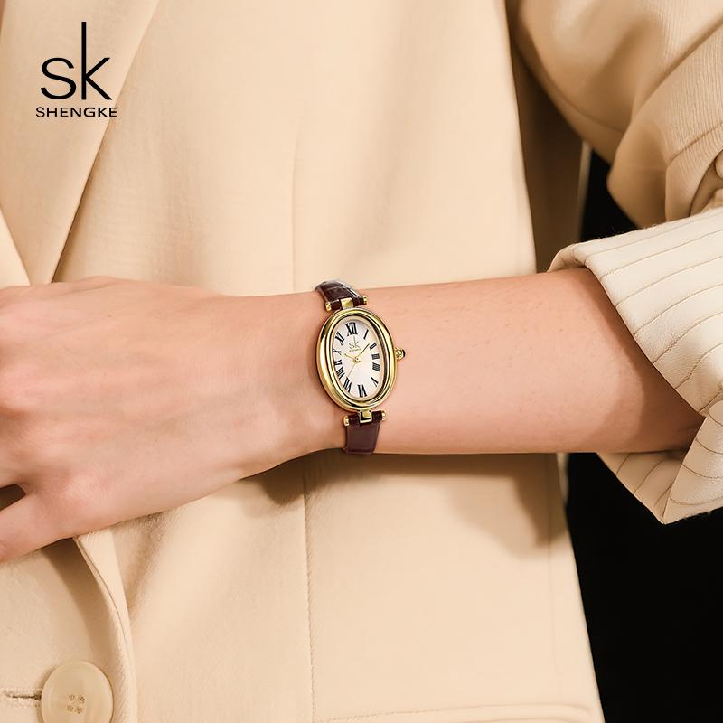 SHENGKE Fashion New Design Ladies Watches Baignoire Women's Wristwatches Top Brand Female Best Gifts Clock