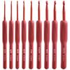 9pcs Red Black Crochet Hooks Needle Silicone Handle Aluminum Crochet Needle Set Needles Sweater Weave DIY Sewing Knitting Tool