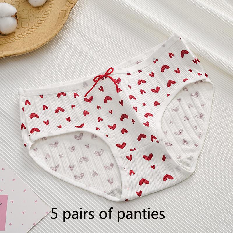 

Трусики Love Strawberry Большие красные трусики для подростков с промежностью и средней талией, студенческие треугольные трусики для вечеринок, женские трусики M