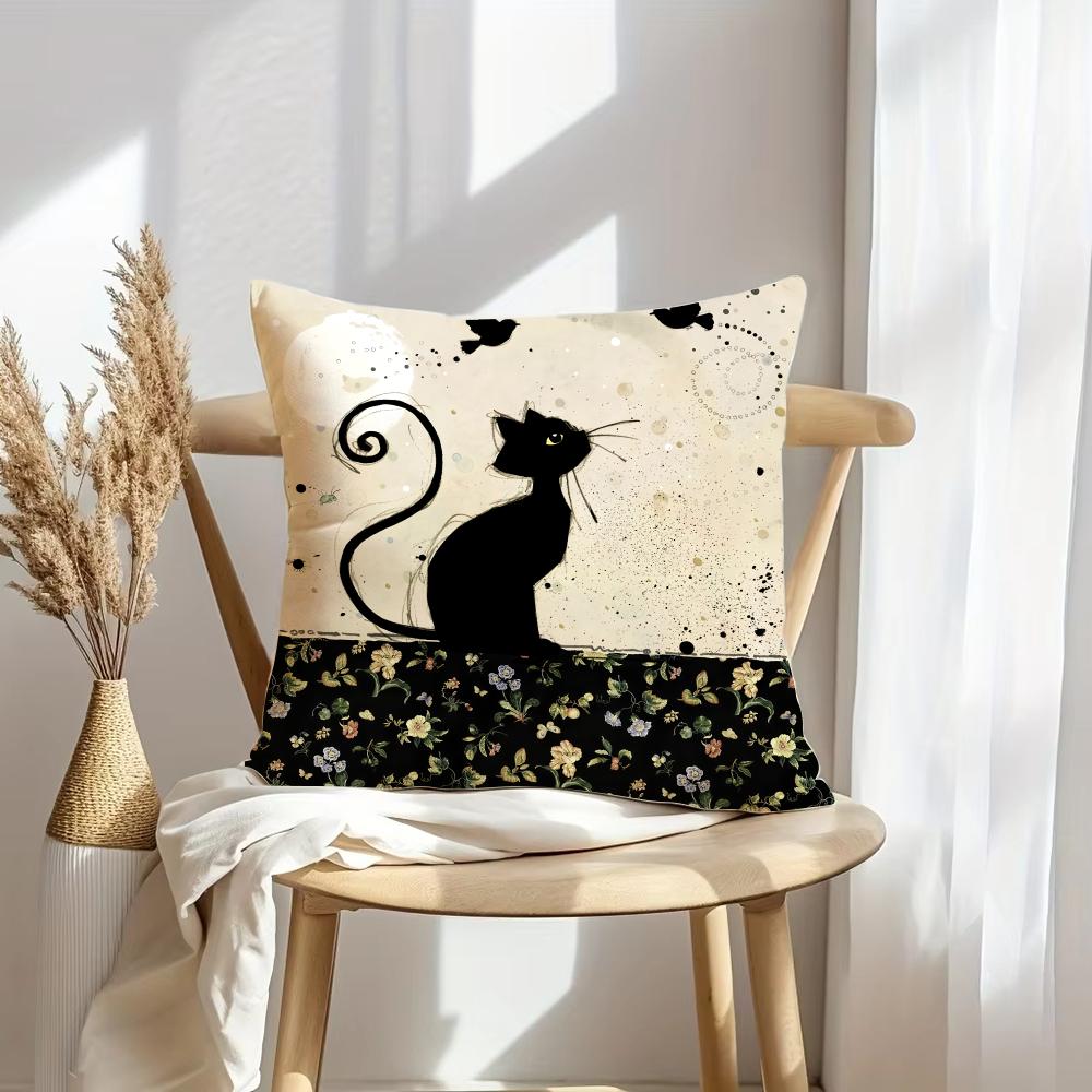 Bench Kitties Cushion Cover Soft Plush Throw Pillow Cover DoubleSided Decorative Cushion Case Sofa Bedroom Home Decor