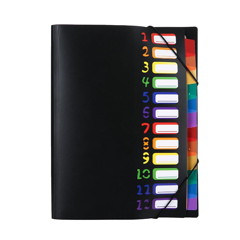 Rainbow 12-Page Accordion File Folder with String Closure - New Office Document Organizer
