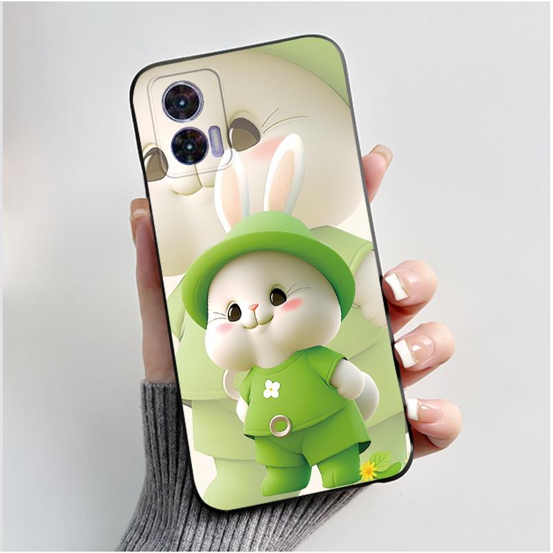 For Motorola Edge 30 Neo Case Cute Love Rabbit Slim TPU Soft Black Cover For Moto Edge 30 Lite Fundas Edge30 Fusion Ultra Bumper