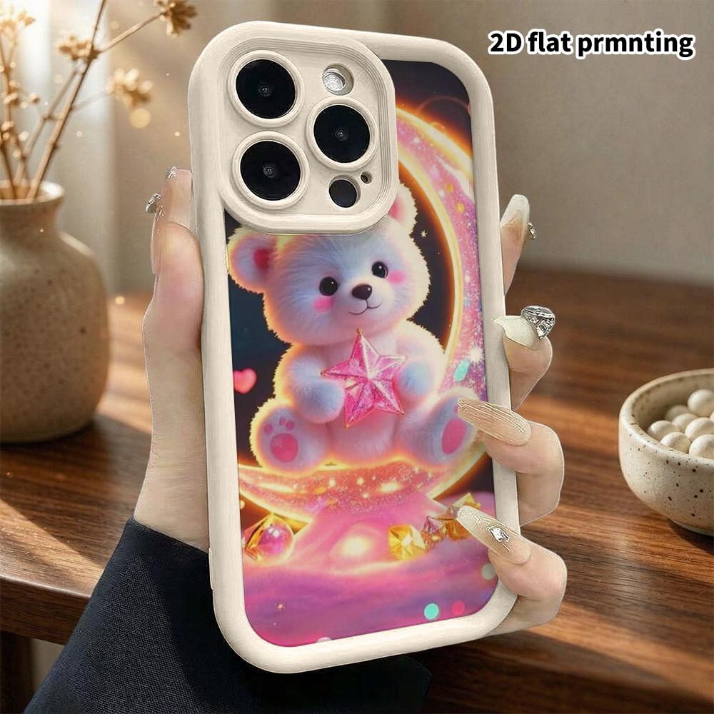 Phone Case: 2D Flat Design Suitable for iPhone 18 17 16 15 14 13 Pro Tiered Protective Case, Snow-white Little Bear, Christmas and Halloween Gift