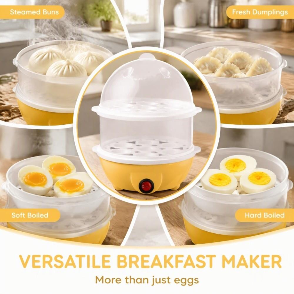 Yellow Electric Egg Steamer Plastic Egg Boiler Appliance Breakfast Machine Kitchen Appliance