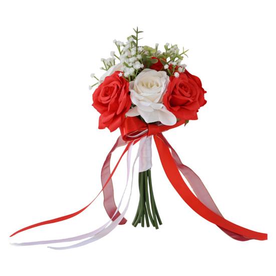 Bröllopsbuketter för Brud Brudtärna Konstgjord Fusk Silke Ros Blomma Brudbukett för Bröllop Bal Ceremoni Hemkomst Jubileum Dekor