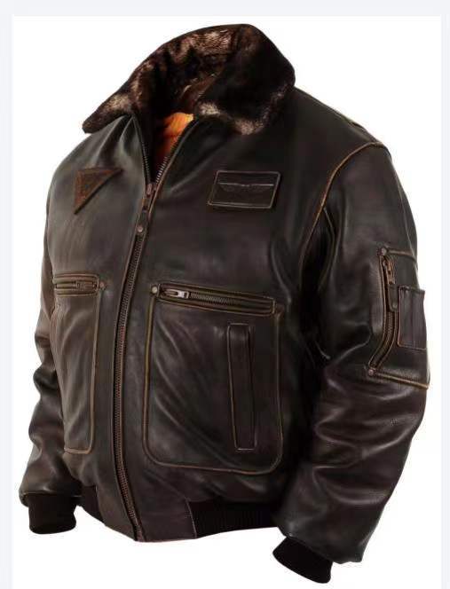 Zipper brown casual straight hem youth not hooded winter lapel bag cover digging bag jacket