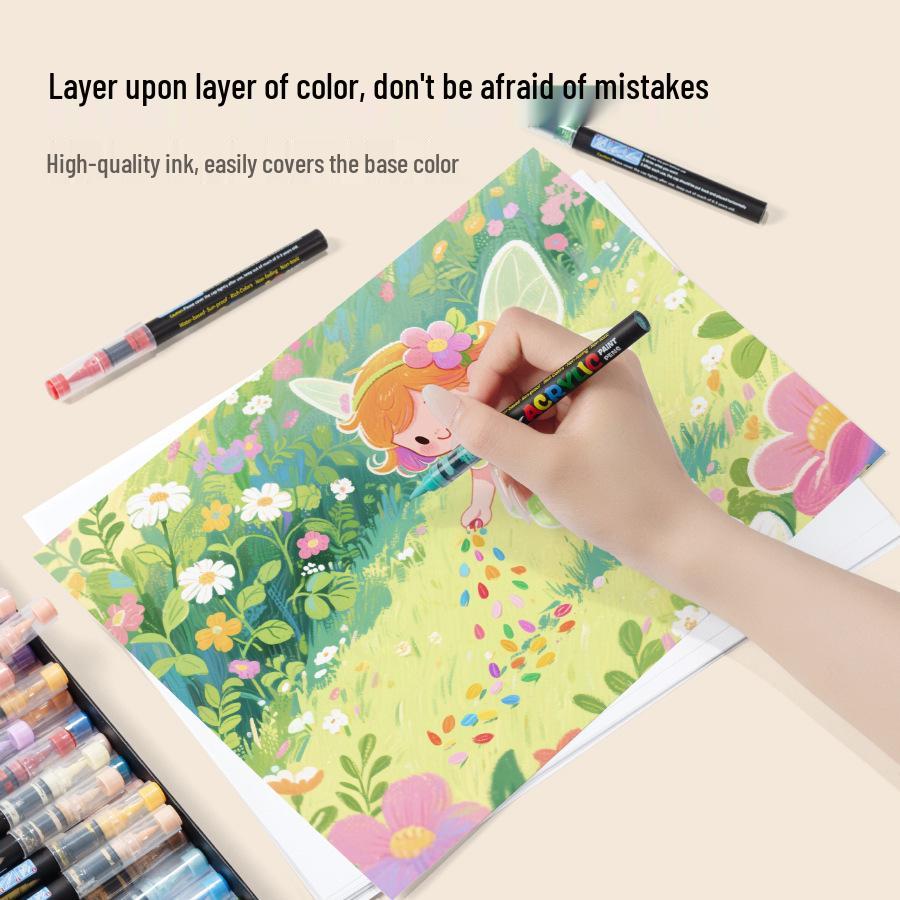 Flysea Cross-Ocean 4901 Large Capacity Acrylic Marker for Opaque Paper Drawing & Graffiti.