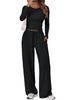 Fashion Casual Set Sport Yoga Autumn Winter Solid Color Crew Neck Long Sleeve For Women