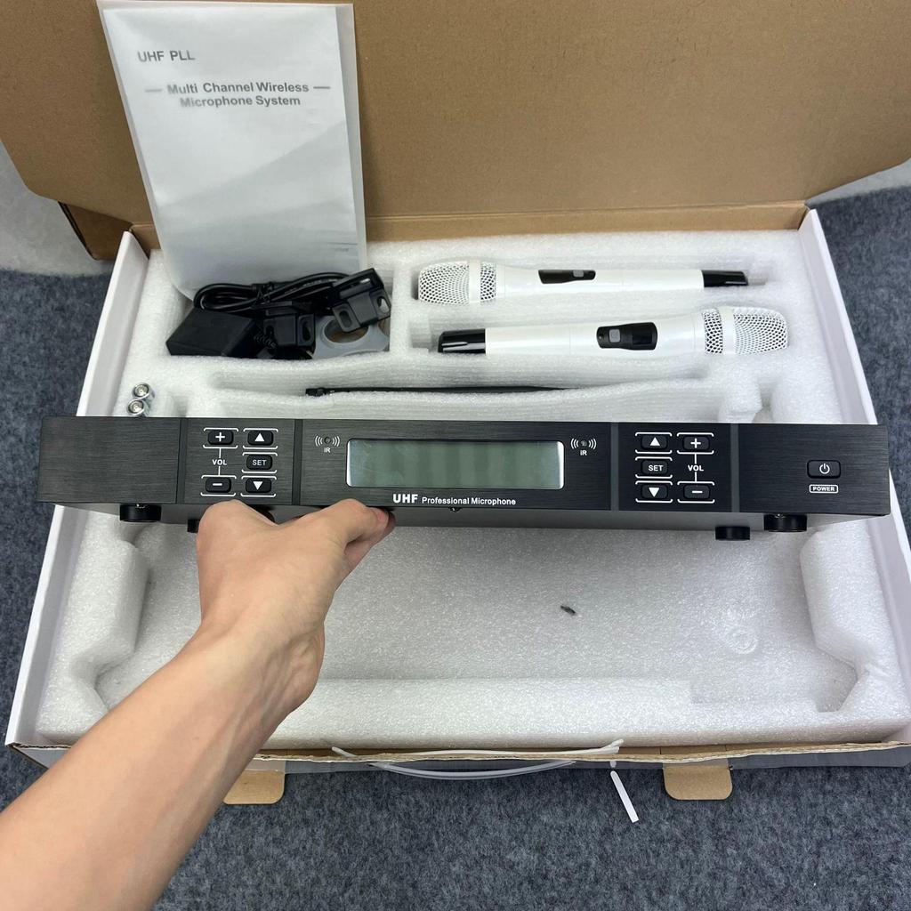 Premium U-Band Infrared Wireless Dual Microphone System with Lavalier & Headset for Stage and Conference Use