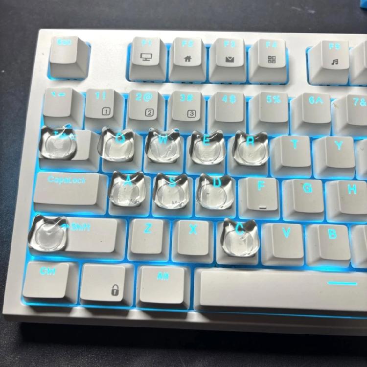 20pcs Glass Like Clear Cats Face Keyboard Top Quick Installation & Reusable Caps Protect Manicures While Typing