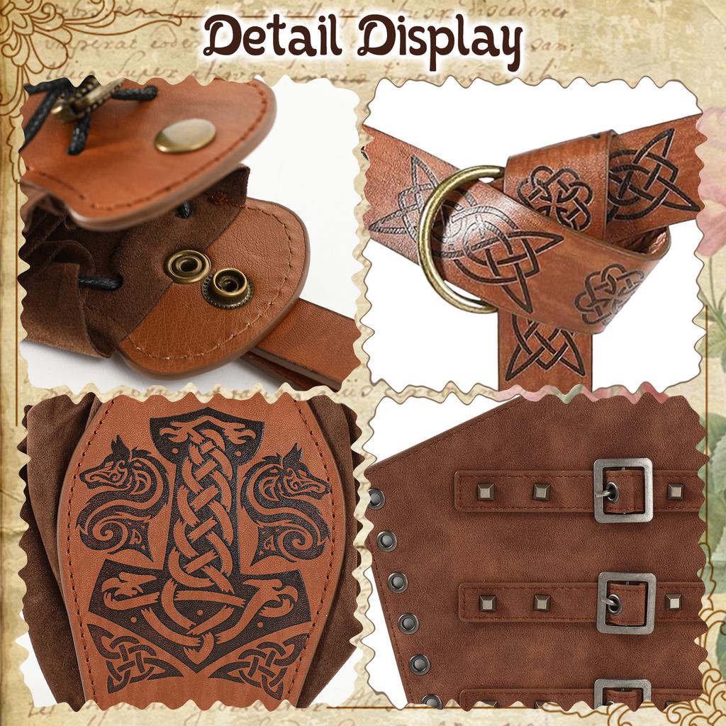 Medieval Renaissance Leather Arm Pouch Belt Halloween Cosplay Props Belt Leather Arm Pouch Accessory For Adult