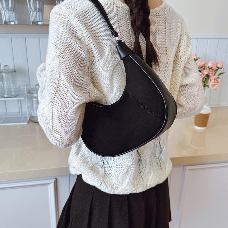Hochwertige Damen-Umhängetasche mit einer Schulter, Lässige und Nischen-Einfarbige Knödeltasche, Pendler-Achseltasche