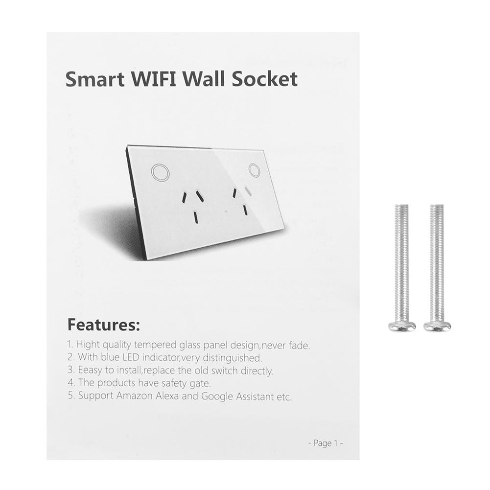 Priză de perete WIFI inteligentă Ieșire de perete din sticlă securizată Priză de alimentare  ( alb)