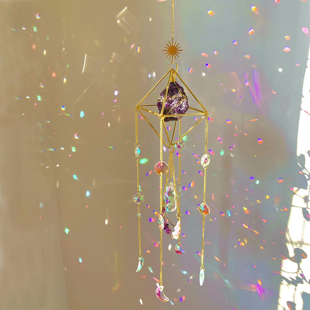 Honor of Crysal Rainbow Wind Chime Pendant Geometric Balcony Decoration Wind Chime Crystal Decoration