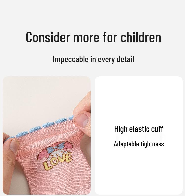 My Melody Girls' Cute Cartoon Mid-Calf Cotton Socks - Thin for Autumn & Winter