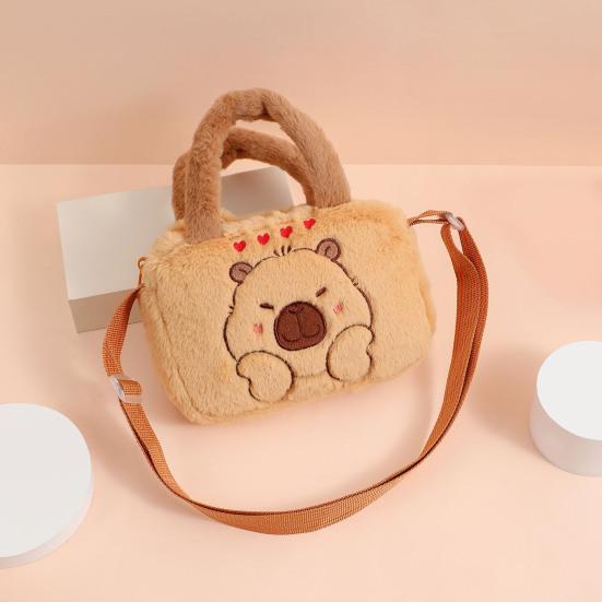 Kids Crossbody Bag Cartoon Animal Pattern Zipper Closure Adjustable Soft Shoulder Strap Handbag Wear-resistant Girl Bag