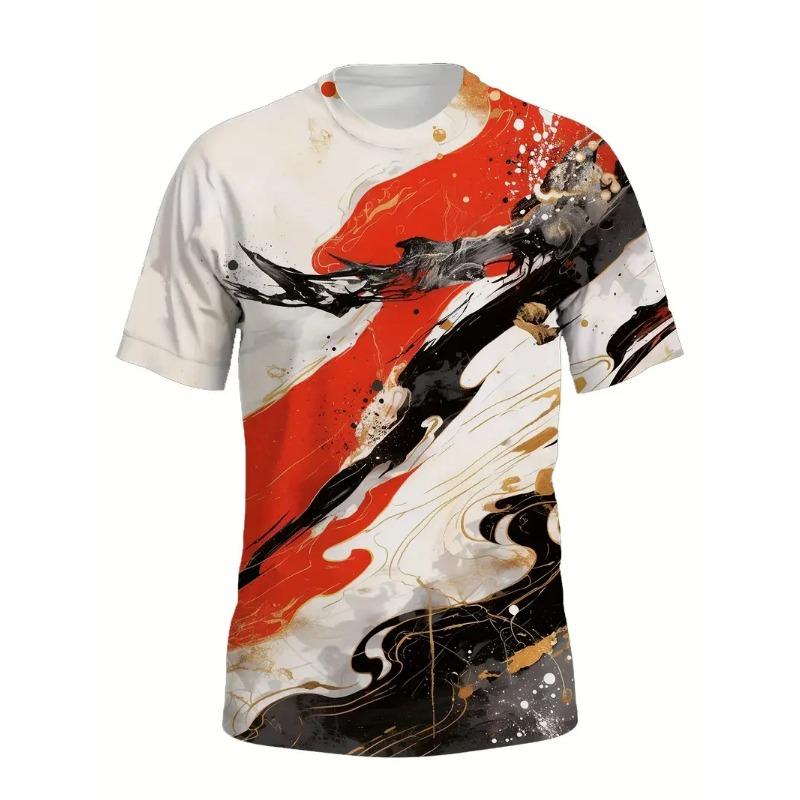 

Летняя повседневная футболка с абстрактным цветным узором 2025 Новая футболка с 3D-принтом Хип-хоп Харадзюку Персонализированная детская футболка с коротким рукавом 170