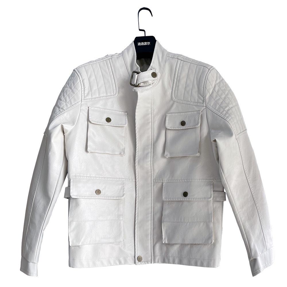 New winter PU men's leather jacket washed retro men's leather jacket