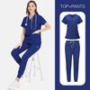 14-Color Scrub Set Women'S High Quality Pocket V-Neck Two-Piece Set Doctor Nurse Uniform Hospital Overalls Thick