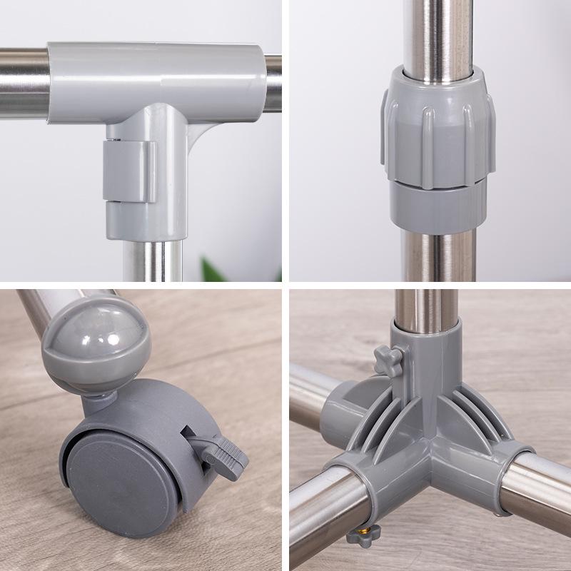 Double-Layer Telescopic Clothes Drying Rack: Outdoor/Indoor, Extendable, Mobile, Single-Pole Rack