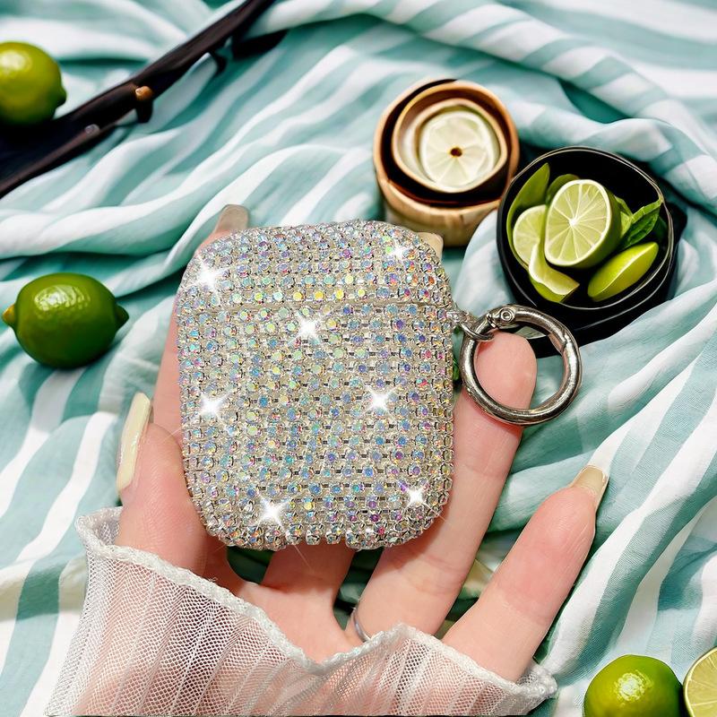 Diamond Studded Earphone Case, Water Diamond Earphone Case with Diamond Earphone Protective Cover, Apple Airpods Diamond Sticker Protective Case