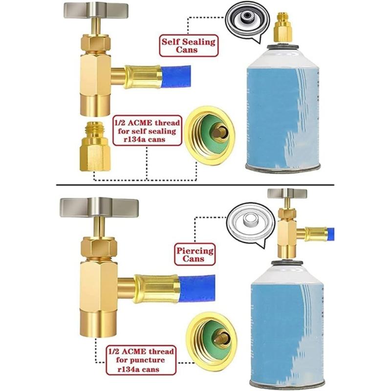 Comprehensive Maintenance Kit R134A Self Sealing Adapter and Hose Refrigerant Piercing Valves Refrigerant Filling Hose