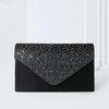 Elegant Women's Japanese Style Black Clutch with Flap & Hot Drilling Design