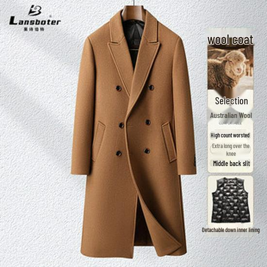 2025 Men's Mid-Length Double-Breasted Wool Cashmere Coat