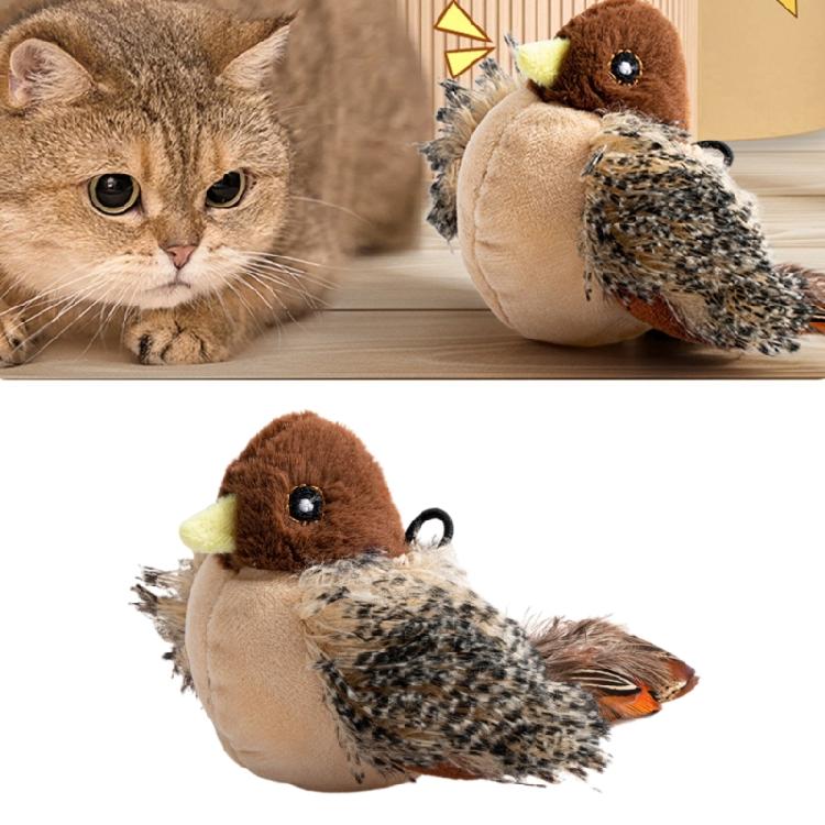 Life Like Bird Sound Cats Toy Safe Plush Bird Toy With Automatic Chirping for Cats Entertainment Indoor Engagement Toy