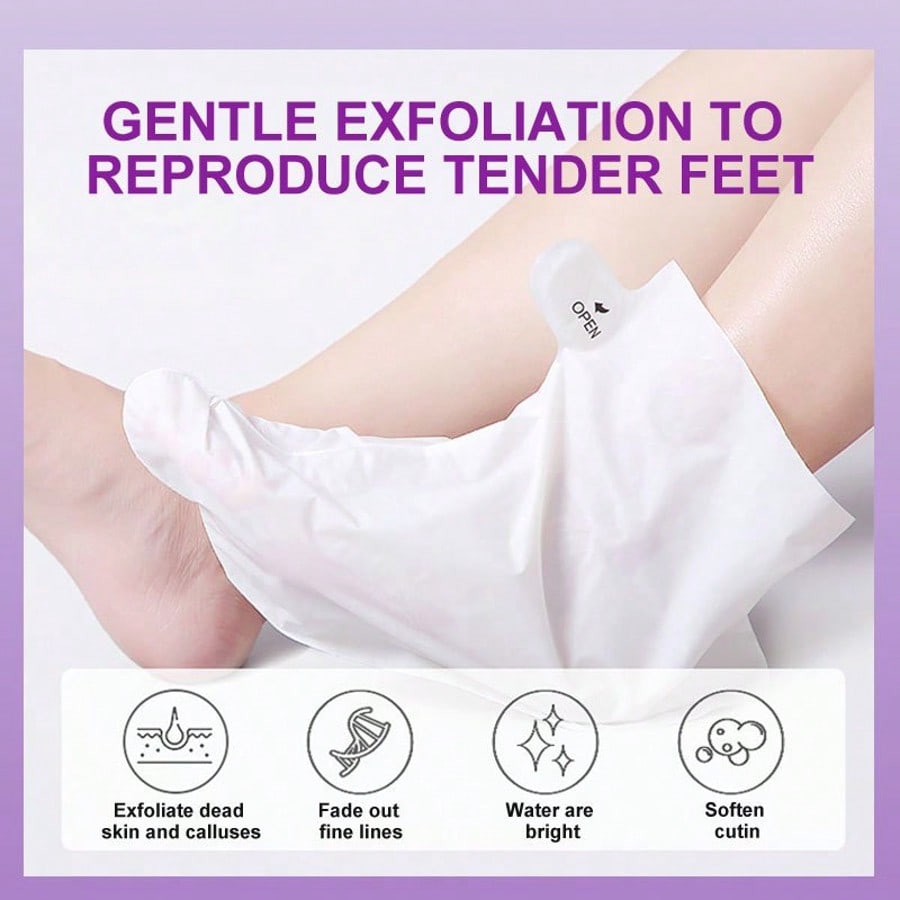 Lavender Exfoliating Foot Mask Dead Skin Removing Foot Peel Fast Exfoliation Long Lasting Moisturizing