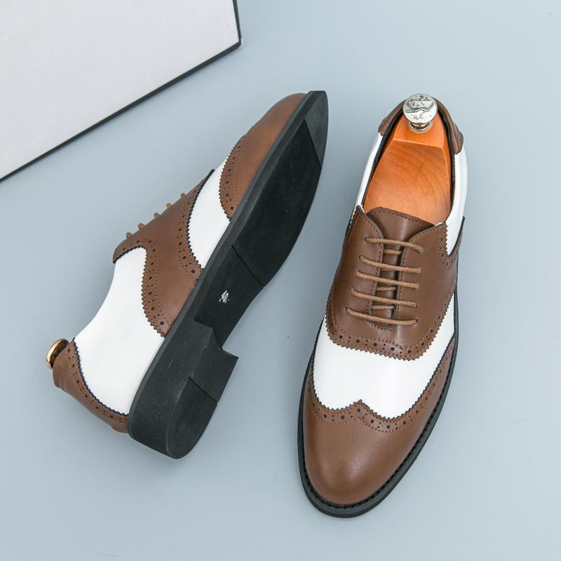 Fashion Size 38-46 Classic Men Block Shoes Luxury Comfortable Fashion Brand Leather Shoes British Lace up Business Banquet Dress Shoes
