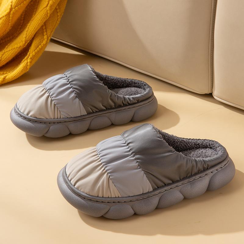 2025 Cixi Cotton Slippers Wholesale Waterproof Indoor Down Warm Plush Thick Bottom Cotton Drag Winter