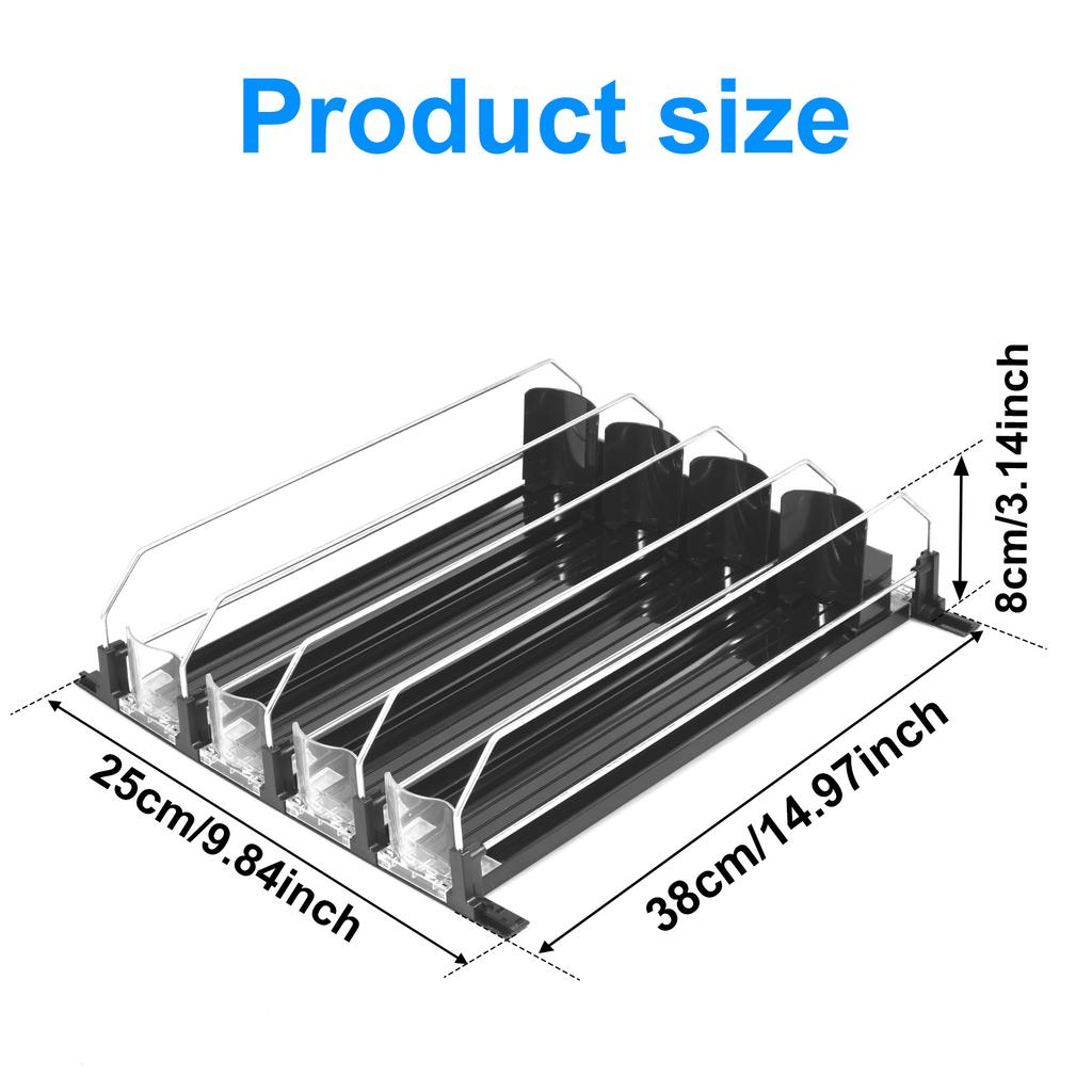 Dosengetränke Schieberegal Getränke Organizer Spender Feder-Schieber Verstellbare Breite Aufbewahrungsregal E-förmige Gleiter für Küche Kühlschrank
