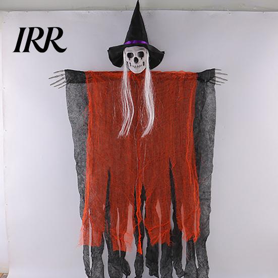 Halloween Courtyard Decorations 38" Hanging Witch Decoration, Spooky Scary Flying Skeleton Ghost Haunted House for Outdoor, Indoor Porch Yard