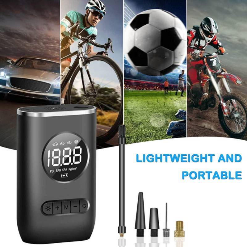 Portable Electric Car Pump With Smart Pressure Monitoring And Usb Charging For Emergency