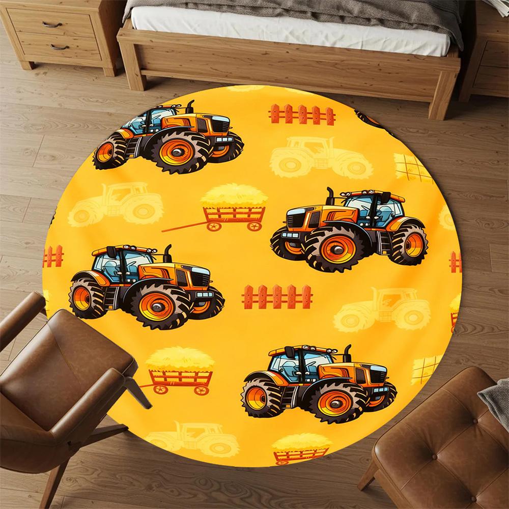 1PC Tractor Hay Round Chair mat Area Rug - Non-Slip, Floor Mat for Office, Bedroom, and Indoor Decor -Gift D1127230