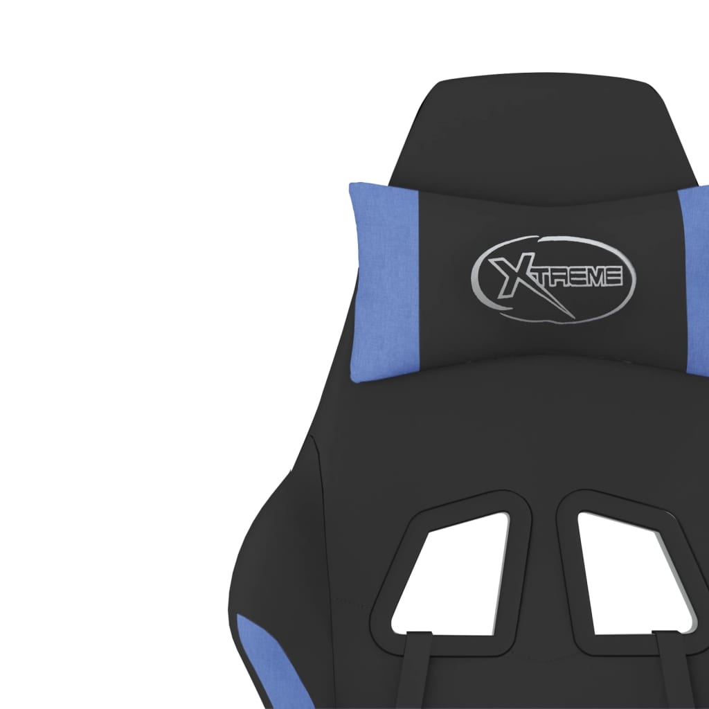 Gaming Chair with Massage Function Black and Blue Fabric
