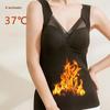 Winter Women's Velvet Thermal Vest Sleeveless Thermal Underwear with Bra Pads Sleeveless Bottoming Shirt Fleece Undershirt with Bra Pads