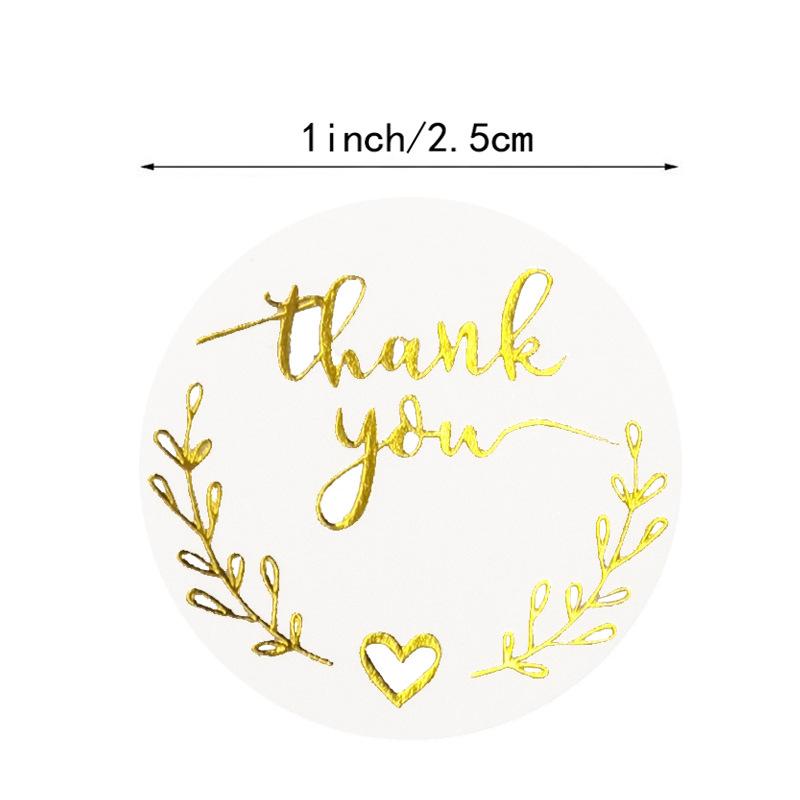 500 Aufkleber/Rolle Goldfolie Dankeschön-Aufkleber Geschenkkartenboxen Partyverpackungsdekoration Backwarenverpackung