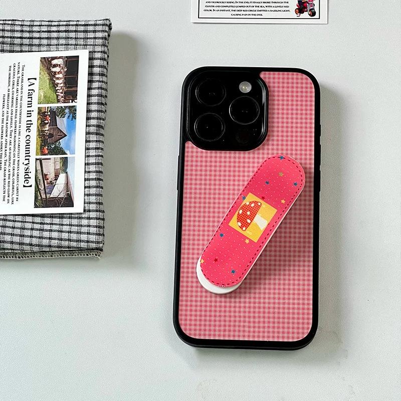 Internet celebrity Band-Aid holder for Apple 17 mobile phone case iPhone16 creative 14 plaid 15 Korean 13 matte