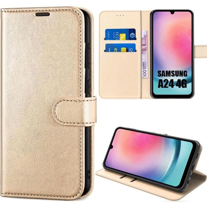 Coque pour samsung galaxy a24 - booling - cuir synthétique doré - anti-rayures - protection 360 degré
