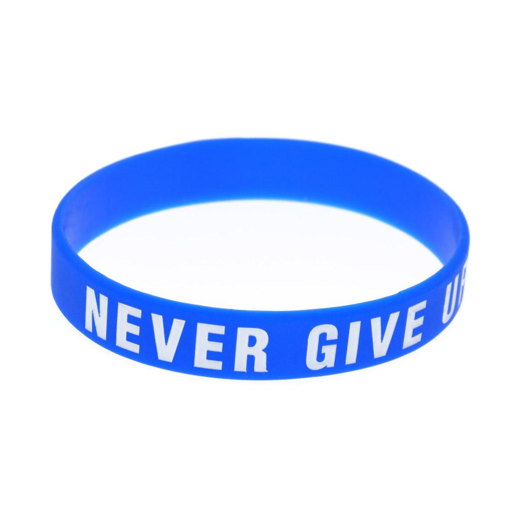 Silicones Encouragement Bracelet with Inspirational Messages Never Give Up Lettering Fashionable Colored Wristband Gift